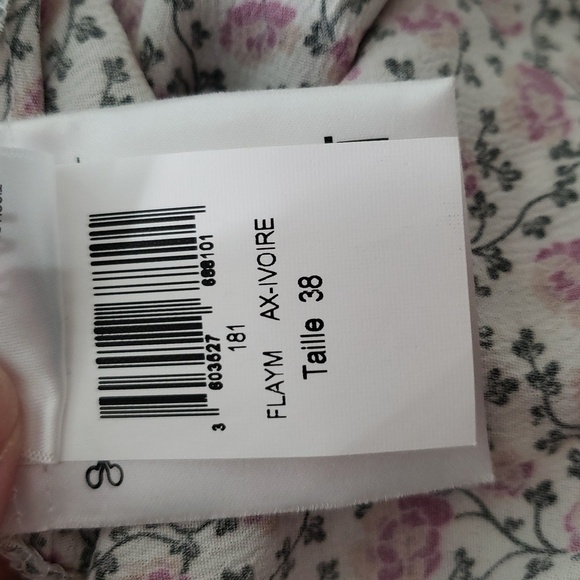 Kookai NWOT Ditsy Floral Ruffle Blouse 6 / 8 (38) Purple Ivory Short Sleeve - Picture 12 of 16